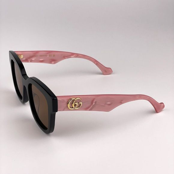 Gucci GG0998S 005 Sunglasses Black Pink Pearl Brown Square Women display picture 1